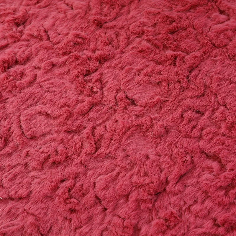 Manufacture Customized  Soft Embossed Cutting Rabbit Faux Fur PV Plush Fleece Fabric