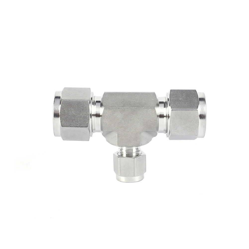 Factory Price Stainless Steel Inch Double Ferrule Reducing Union Tee For Tube Fittings
