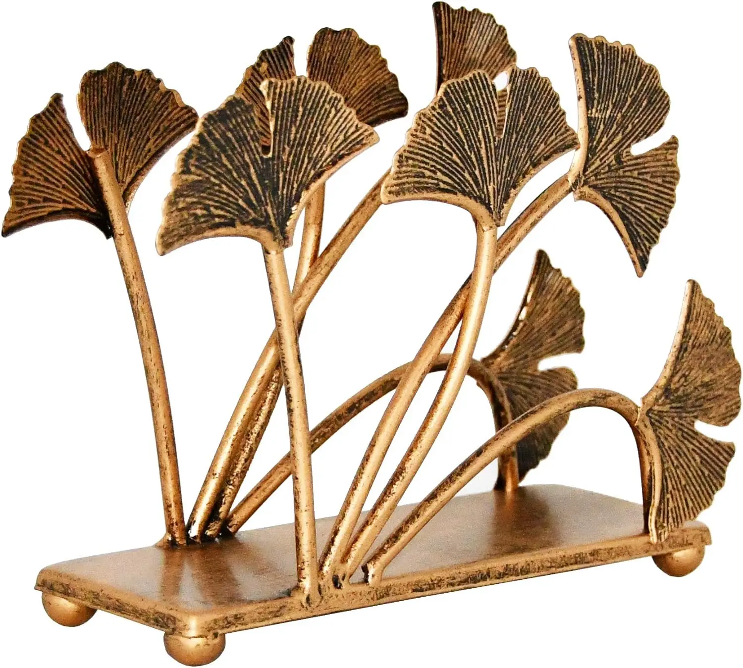 Elegant Gold Ginkgo Leaf Napkin Holder - Luxurious Tabletop Decor, Chic Metallic Serviette Stand For Wedding & Dining