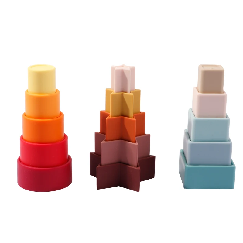 Leatch набор силиконовых игрушек для укладки БФА бесплатный образец детский штабелер развивающая игрушка прорезывания зубов строительные блоки обучающие игрушки