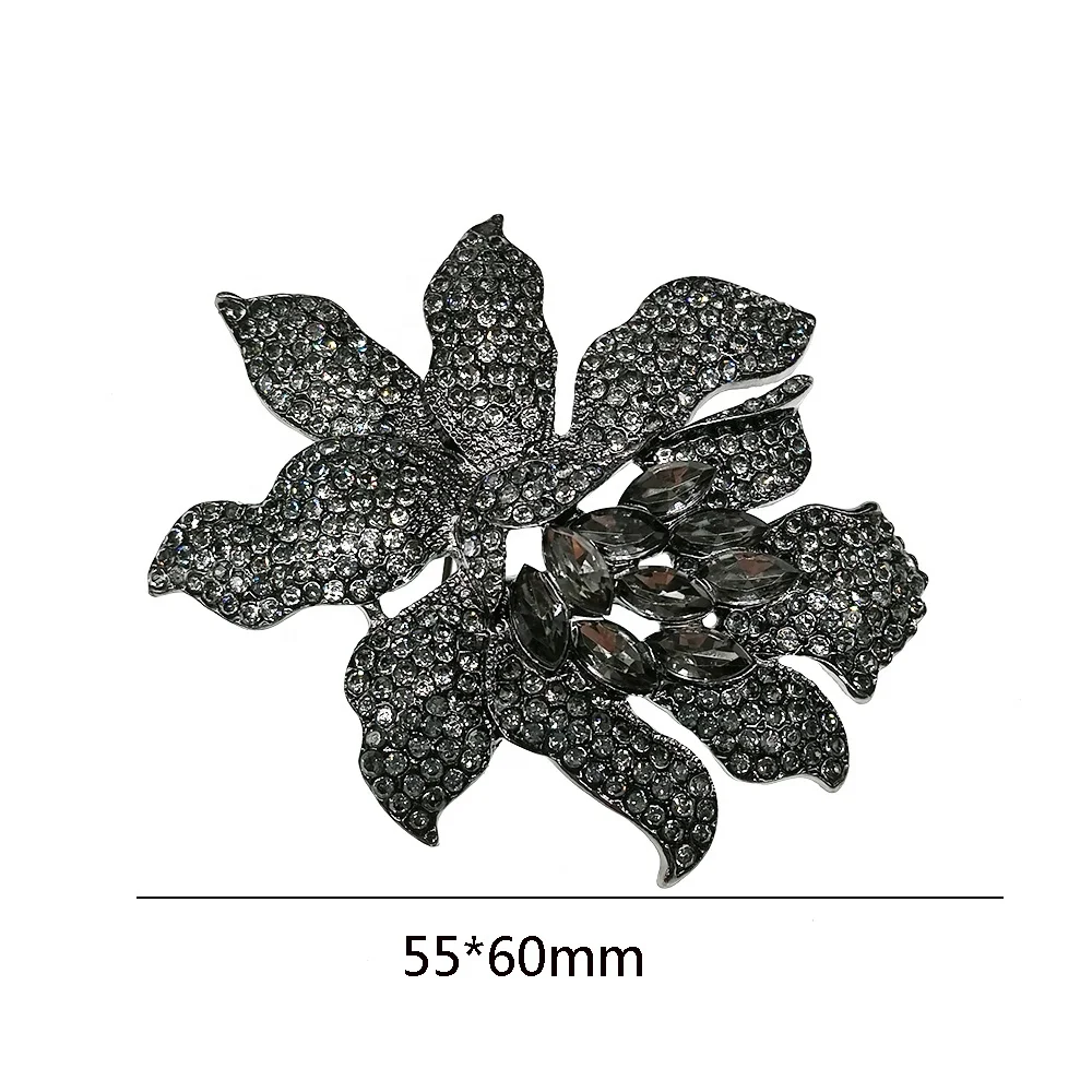 Fashion Jewelry Crystal Rhinestone Orchid Flower Brooches For Women Lady Gift