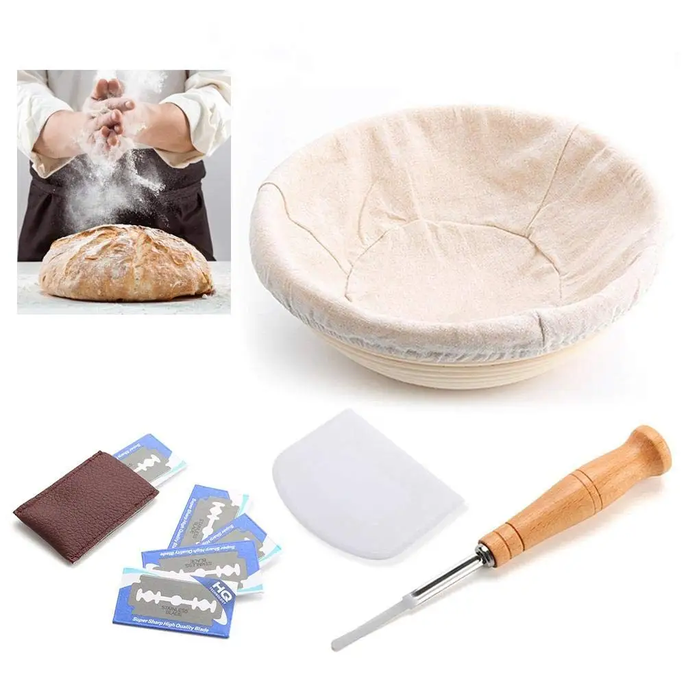 Low MOQ Stocked Round Bread Banneton Proofing Basket With Cloth Liner (1600187025052)