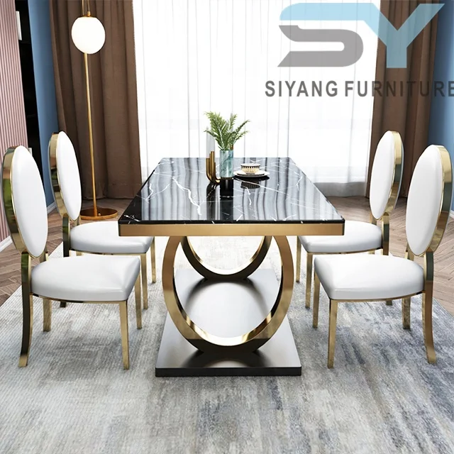 
Marble or glass desktop dining tables modern design 