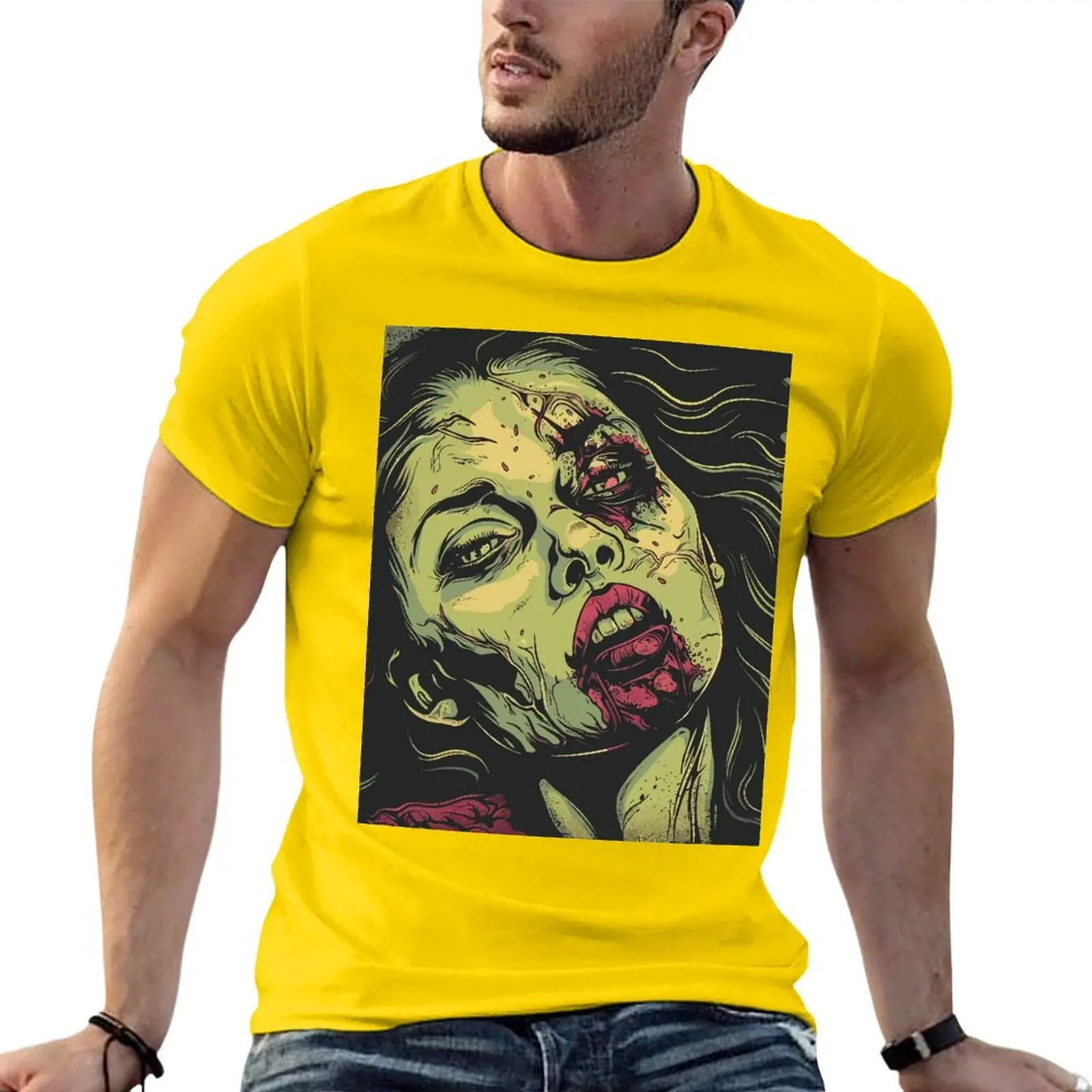Summer T-Shirt for Men Halloween Scream Theme Custom Artwork and Logo High Quality Cotton Soft Breathable Perfect for Festivals