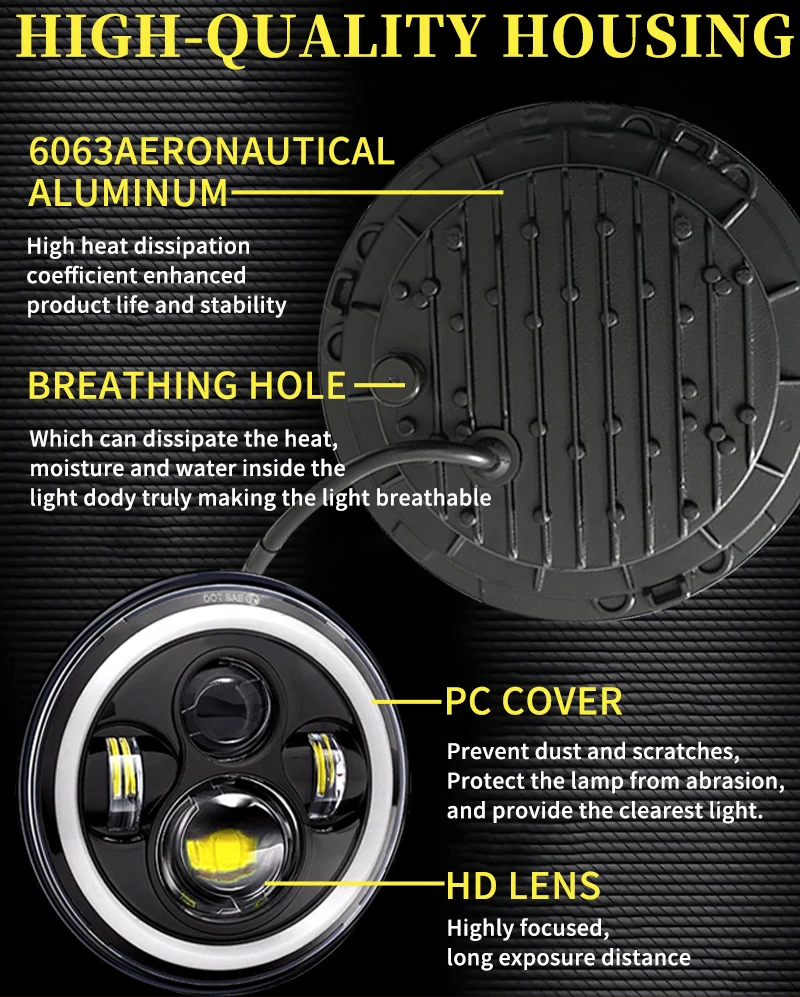 Car Led 7 inch Led Headlight For Lada Niva 4X4 Uaz Hunter For Land Rover Defender for Nissan Patrol Y60 For Mazda Miata MX5