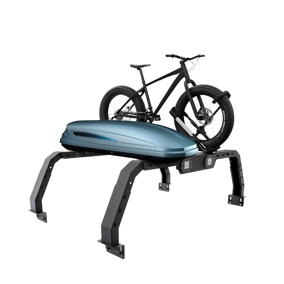 Adjustable 500 LBS Truck Cargo Carrier Bed Rack 2 LED Light Bar Roof Rack Car Mount Toyota Tacoma Jeep Gladiator JT Kayak