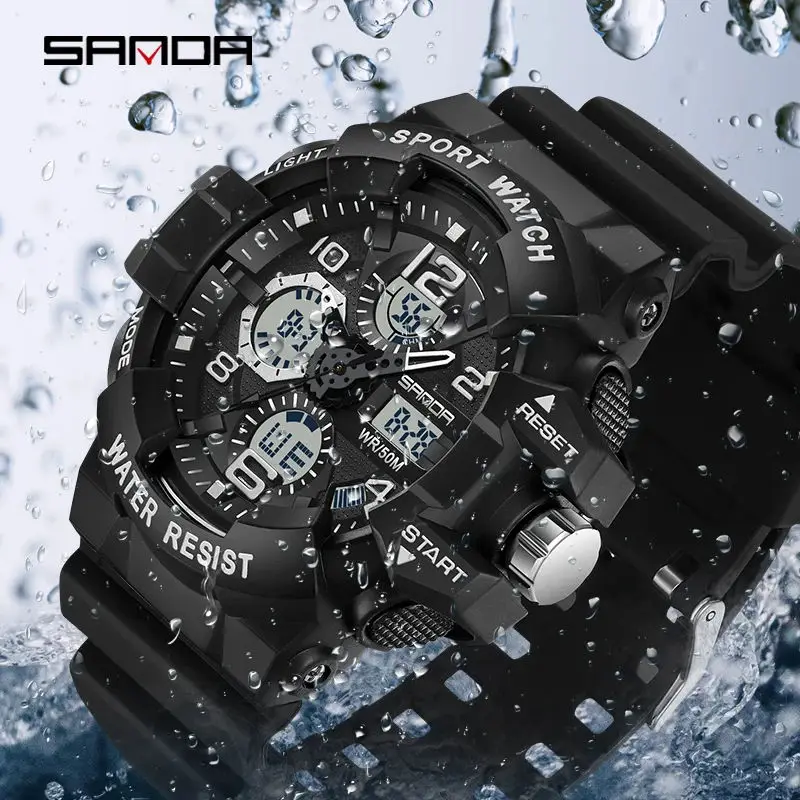 SANDA 3168 2024 Brand G- Style Watch Men Digital Shock Sports Watches For Man Waterproof Electronic Wristwatch Mens