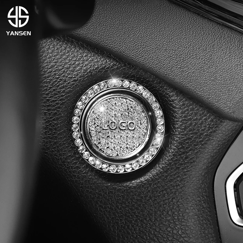 Bling Diamond Engine Start Stop Button Cover Custom Logo Car Accessories Interior Decoration