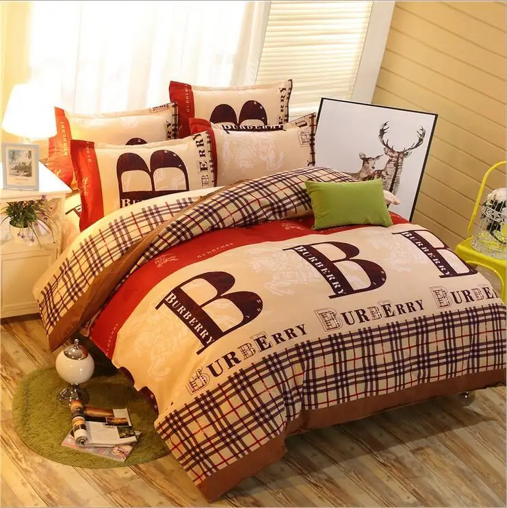 
Home Textile Twill cotton cashmere thickened plant Cotton Bed Linens 4pcs Bedding Sets Bed Set Duvet Cover Bed Sheet Mans Cover 