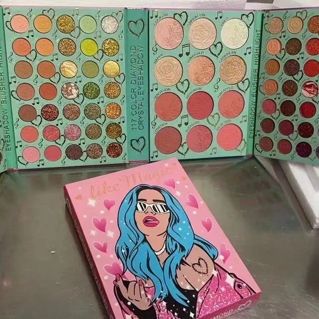 Bella Ultramo Cosmetics Wholesale eyeshadow palettes 4 Pages Karol G palette Long Lasting high pigment eyeshadow sombra de ojos