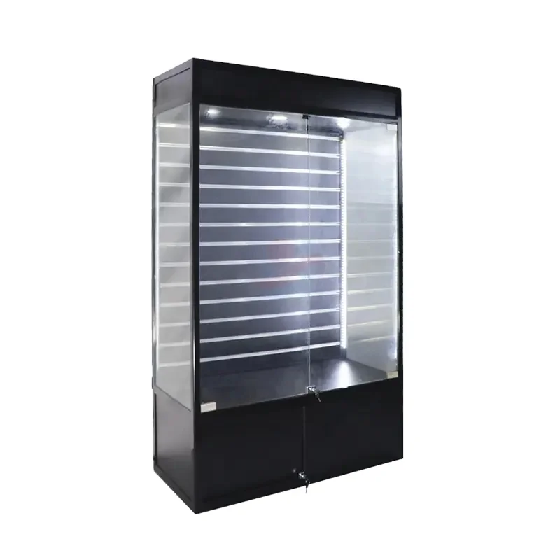 Aluminum Frame Slatwall Design Glass Display Cabinet showcase for Cell Phone Accessory Shop