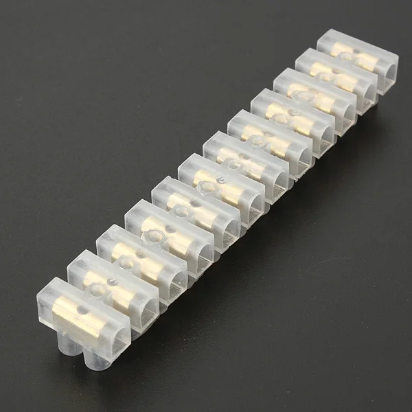 Terminal Block Strip 12 Poles 3A 6A 10A 15A 30A 60A 80A 100A 150A PE Material Black White Color Pack of 10 Pcs