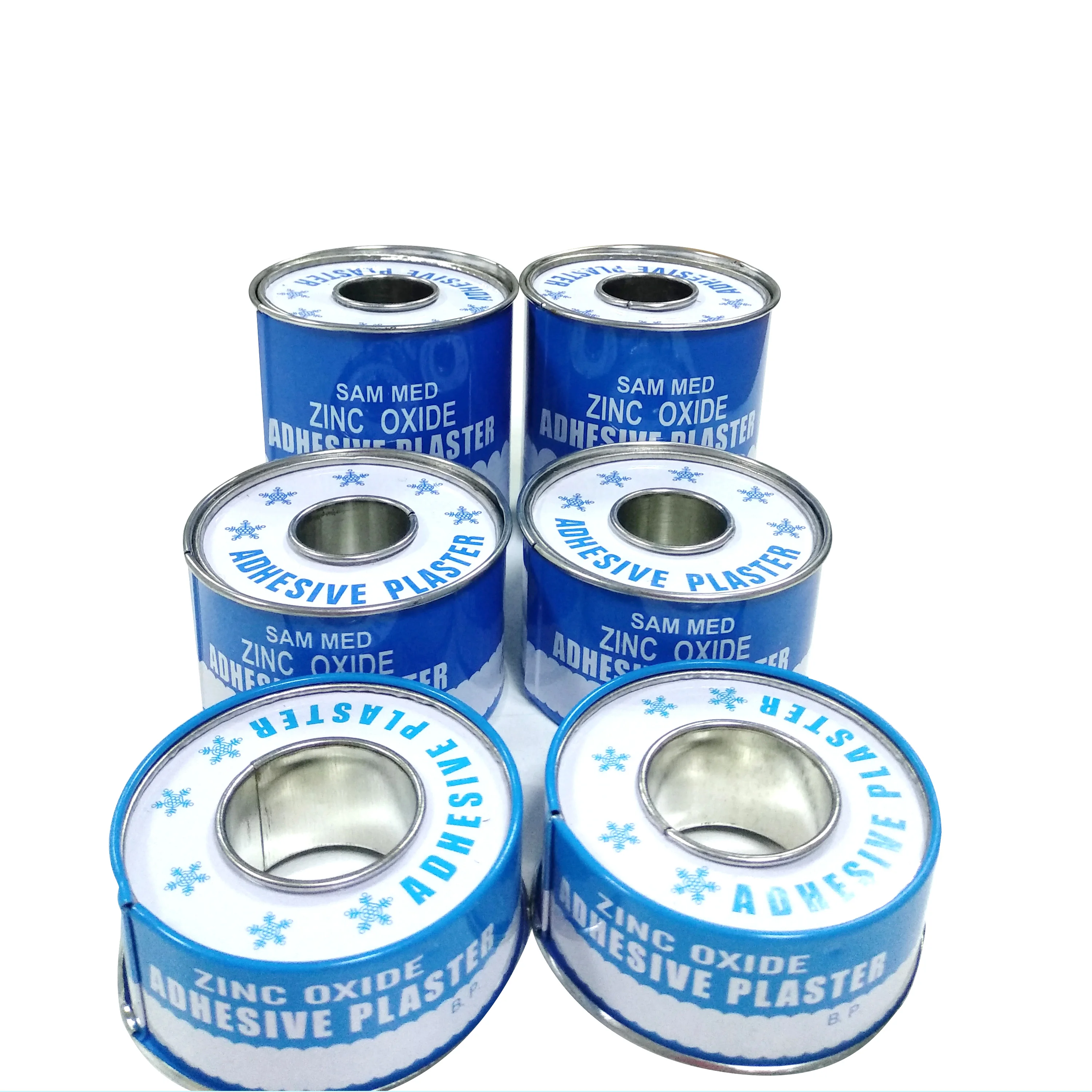 2.5cmx5m zinc oxide medical adhesive plaster with metal tin pack snowflake iron tin box tinplate tape