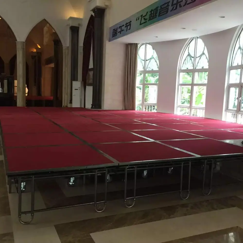 
Sturdy And Durable Carpet Fabric Foldable Metal Movable Event Mobile Stage for party event 