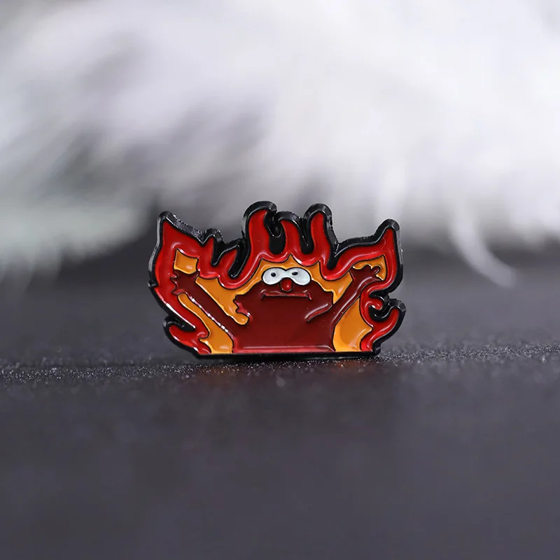 Fire Helllmo Enamel Pins Custom Cute Cartoon Brooches Lapel Badges Funny Anime Animal Jewelry Gift for Kids Friends