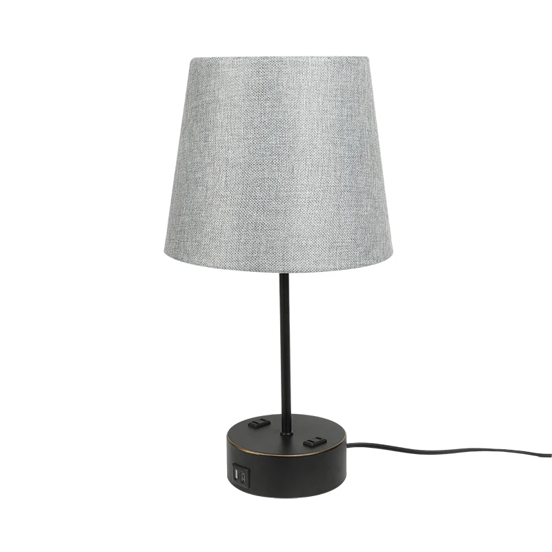 New Design Classical Table lamp with 2 USB ports&2 AC Outlets Amazon hot sell table lamp factory directly supply