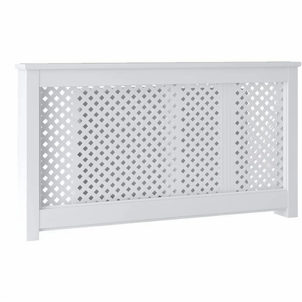 Customizable Popular Radiator Cover with Vertical Striped Design, Decorative Wood Radiator Guard with Storage Function