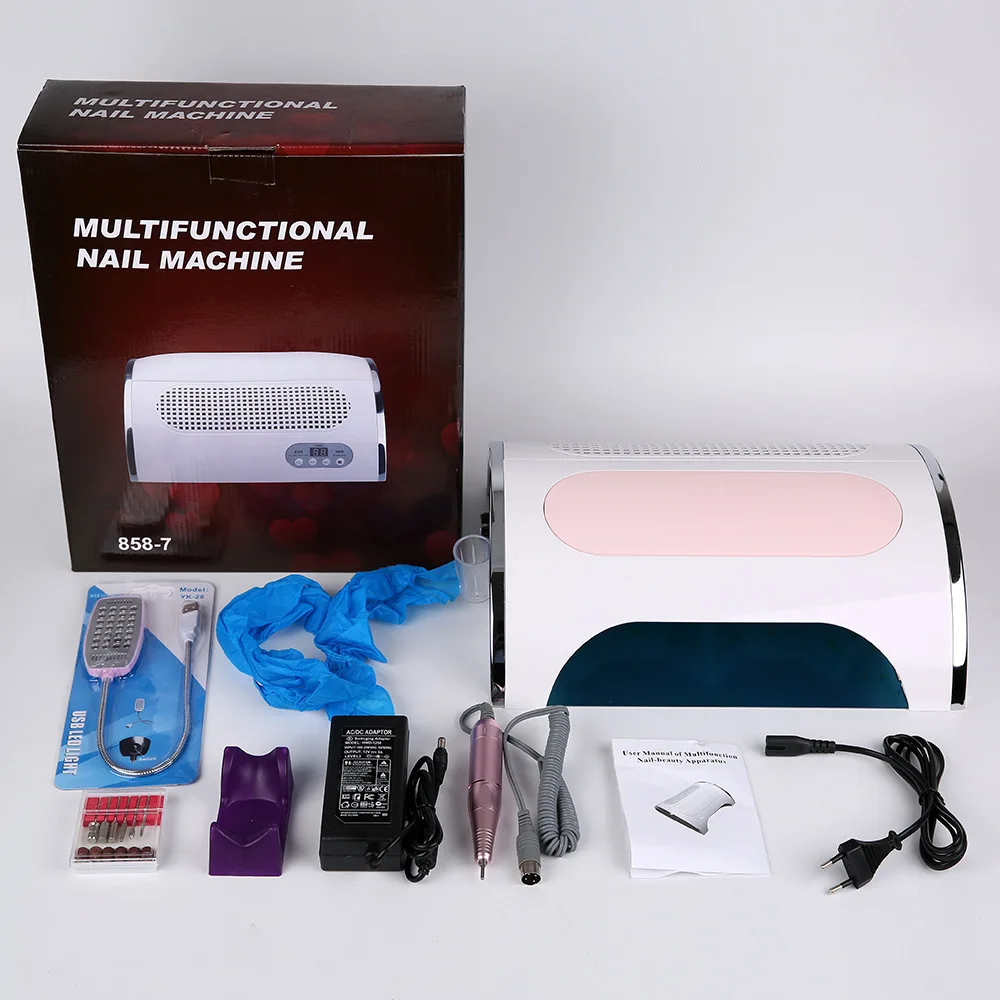 5 in 1 Professional 30000rpm Electric Nail Drill Machine UV LED Lamp For Gel Polish Dust Collector Desk Dryer For Salon & Home