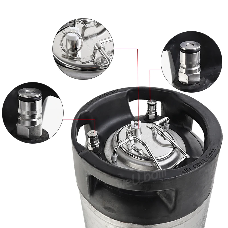 
Stainless Steel Used 5 Gallon 19L Cornelius Keg Ball Lock Draft Wine Beer Keg Barrel with new lid 