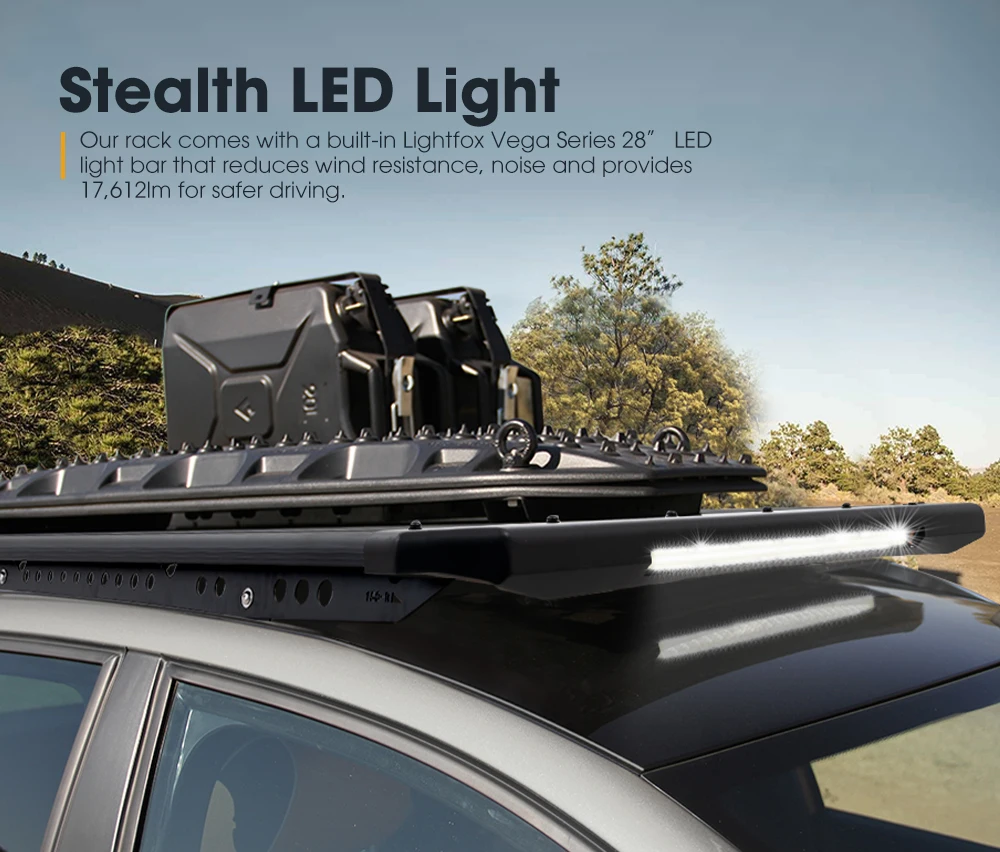 Aluminum Alloy Roof Rack Platform Rooftop Cargo Carrier In Built 28inch Led Light Bar For Toyota Prado 150 2010+