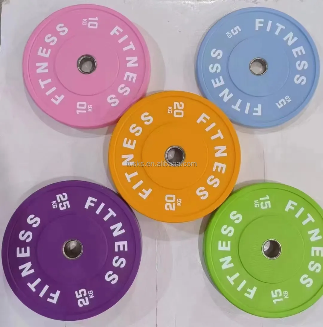 Professional 5-25KG Full Rubber Barbell Colored Wholesale Custom Logo Free Weight Bumper Plate With LB