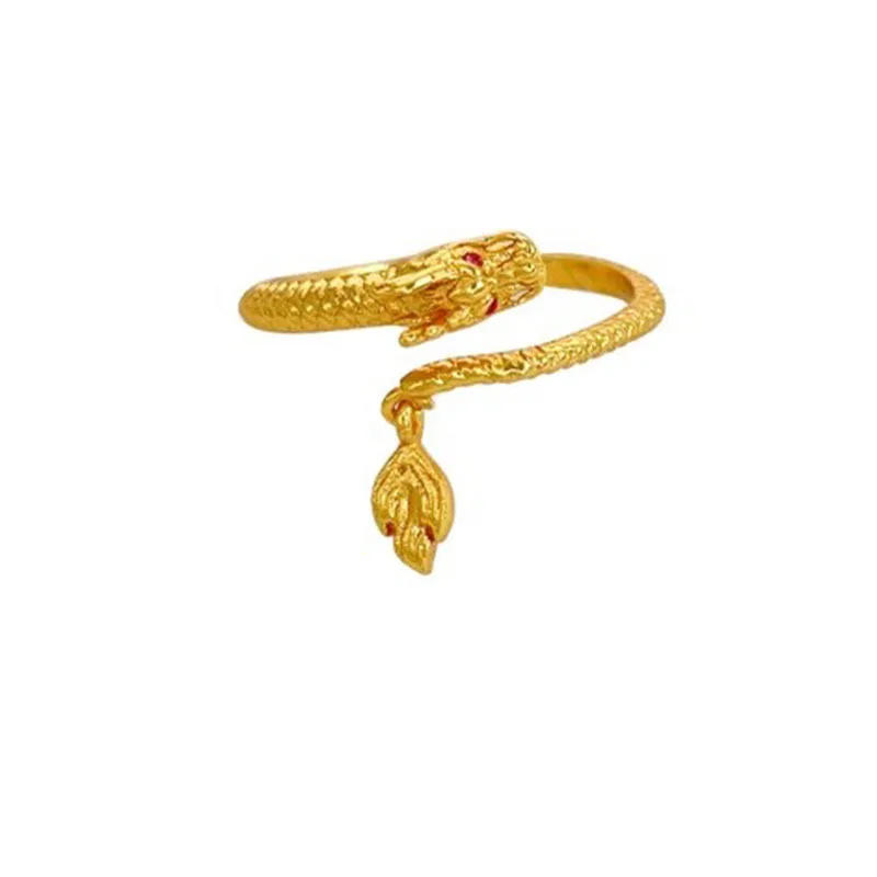 Chinese style light luxury dragon tail ring 2024 zodiac dragon shaped ring personalized ancient style couple gift