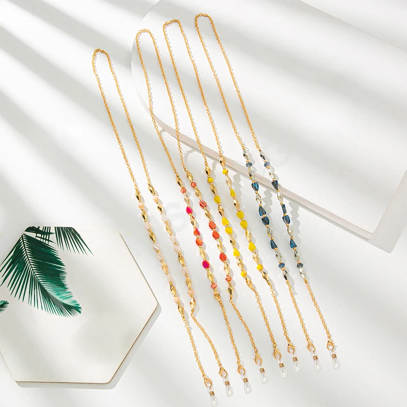 Factory Direct Sale Low Price Fashion Personality Crystal Metal Glasses Chain Rope