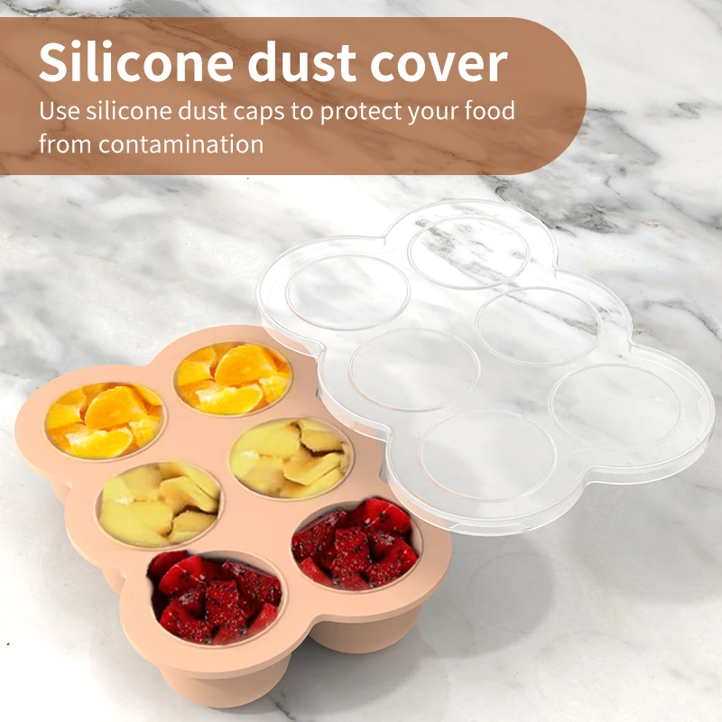 New Arrival Silicone Ice Cube Mold Large 6 pcs Ice Cube Maker Quick-freeze Demouldable Silicone Baby Food Storage Ice Cube Tray