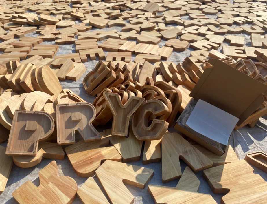 Charcoal color large Wooden lletter Piggy Bank Alphabet coin money boxes dragon wooden money boxes letter piggy bank for adults