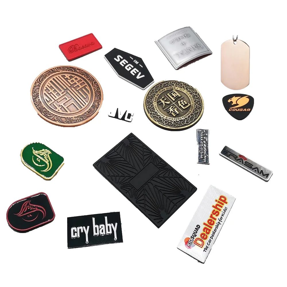 Etiquetas para ropa necklace round blank handbag nomear custom metal signs tag for jewelry apparel handbag swimwear rope