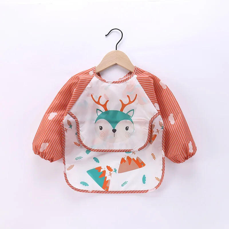 plastic baby aprons unisex baby bibs waterproof wholesale price waterproof baby bibs long sleeves