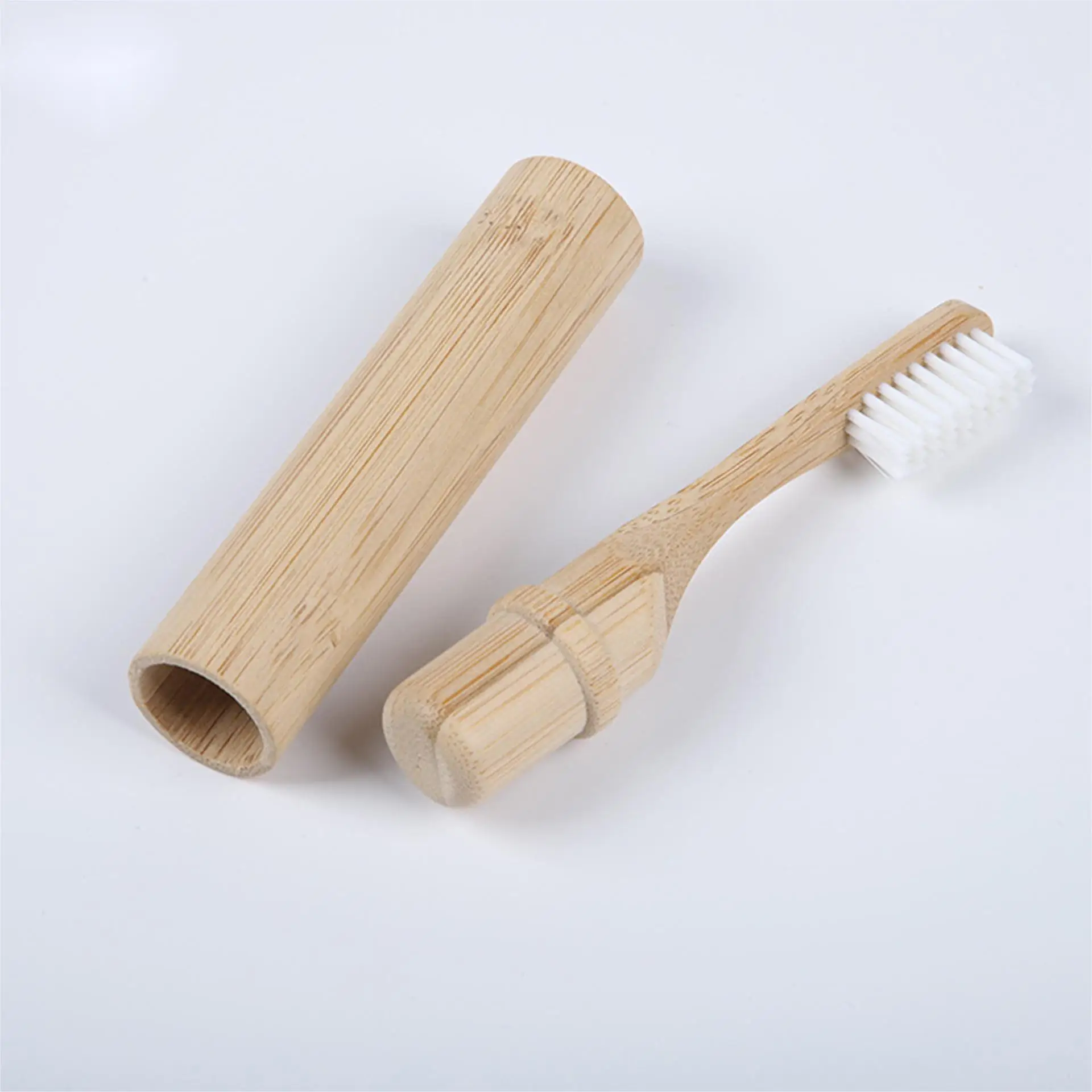 Wholesale Custom 100 % Natural Travel Bamboo Soft Toothbrush Product Set with Case Holder for Adult kids Children Baby