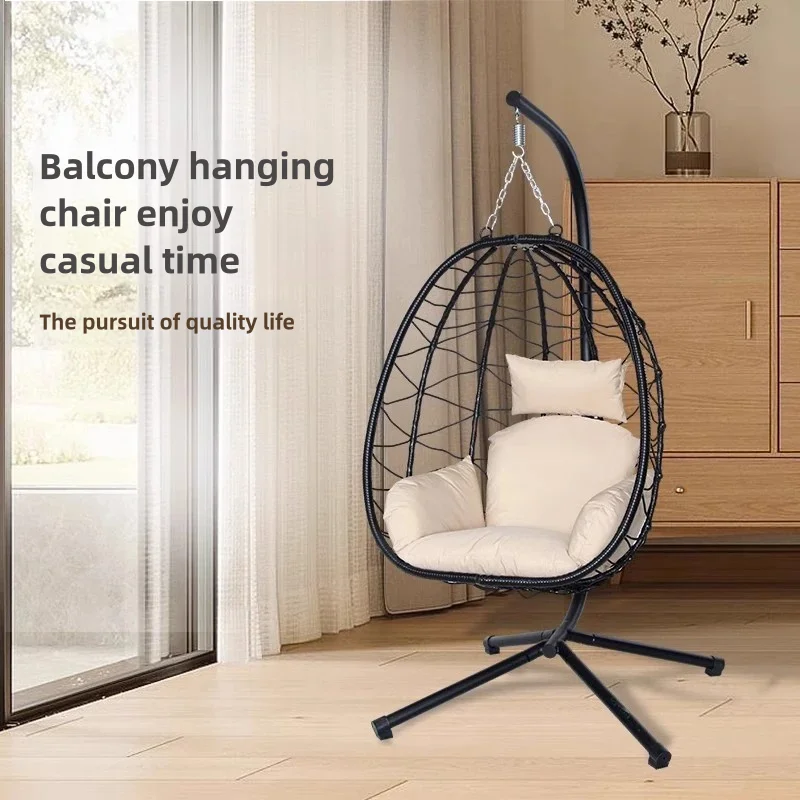 High Quality Modern Double Chair Rattan Swing Waterproof Wood Iron Hanging Egg for Indoor Home Bedroom Park Dining Office Use