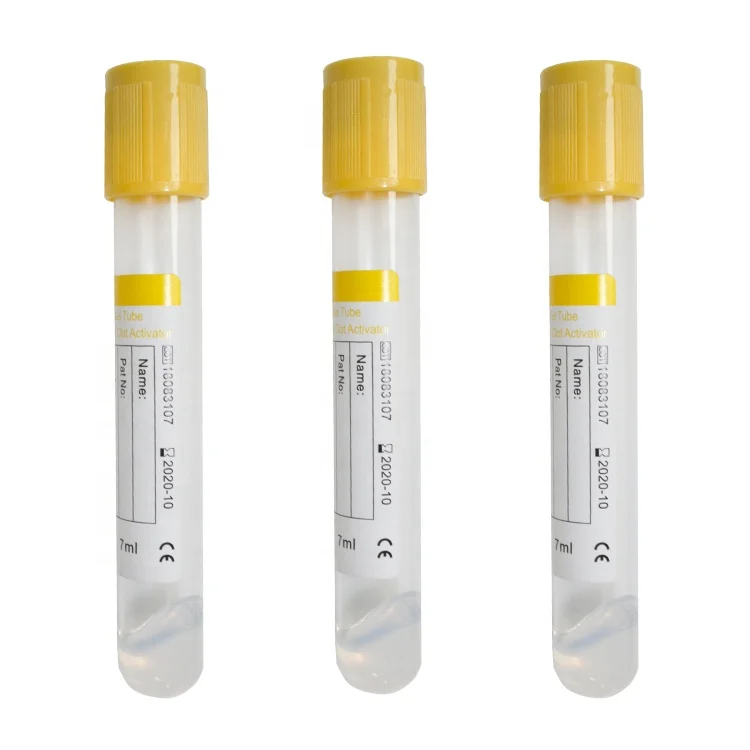 Red Non Activator Vacuum Blood Tube  Glass PET Vacuum Plain Tube Vacuum Blood Collection Serum Gel Clot Activator Tube Yellow