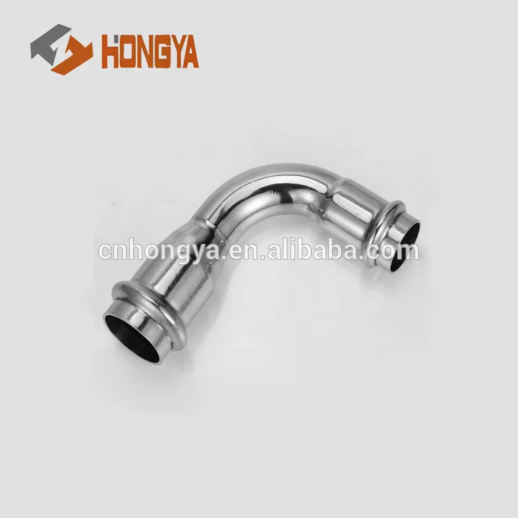 Stainless steel 90 degree reducing elbow V profile press fitting