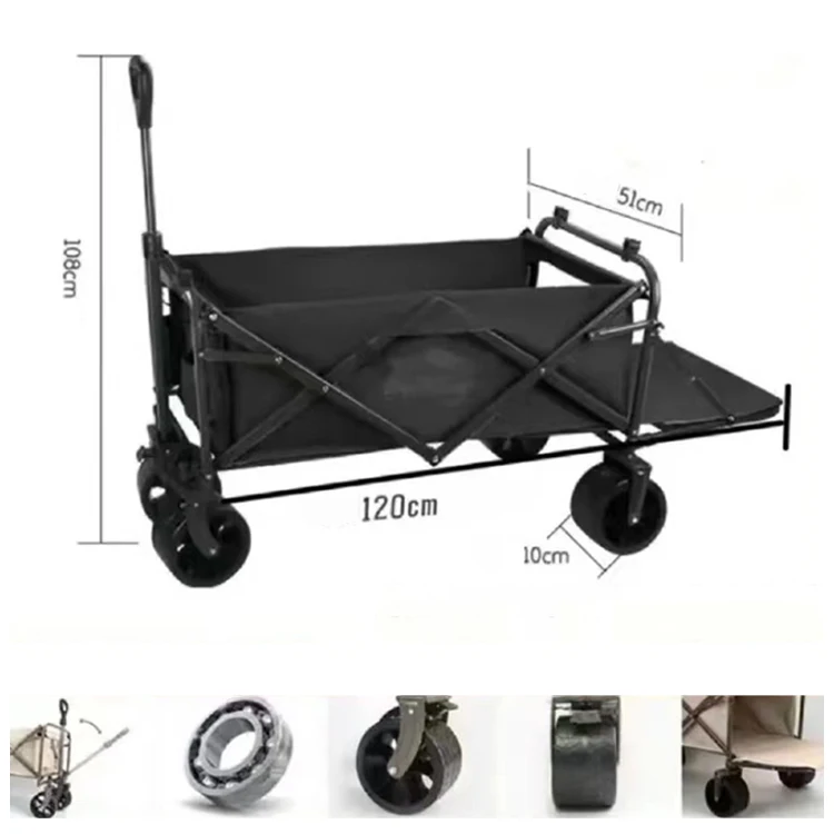 Outdoor Camping Leisure Sport Collapsible Foldable Utility Camping Wagon Garden Use Beach Leisure Trolley Tool Car