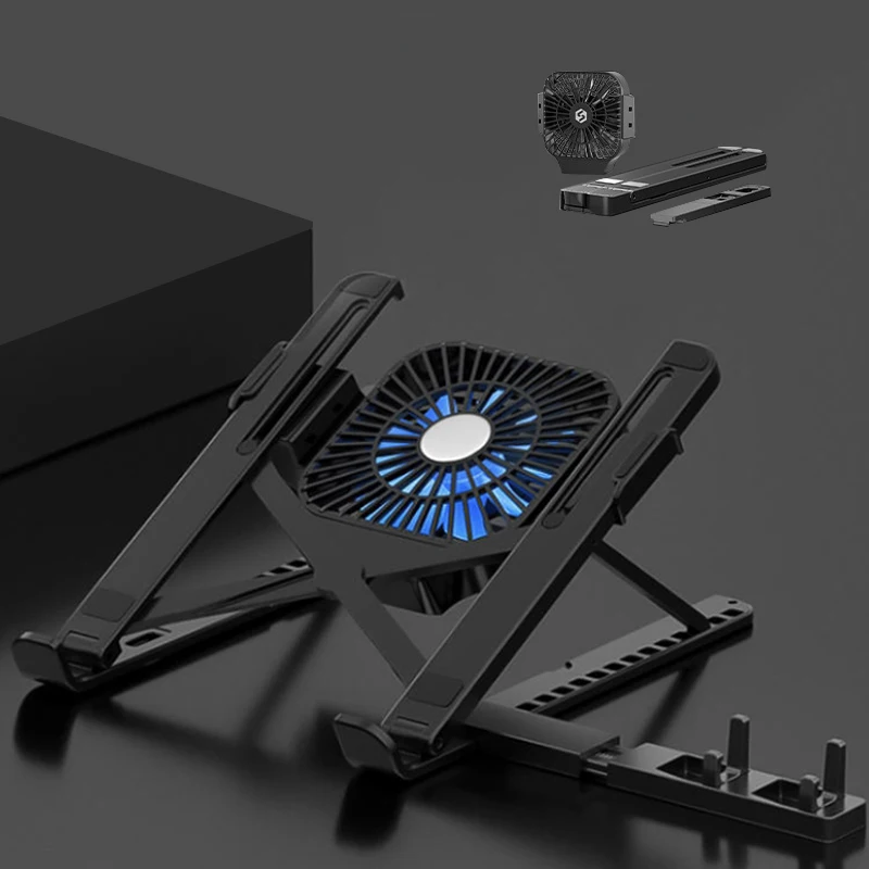 Wholesale Portable Foldable Height Adjustable Notebook Riser Cooler Tablet Stand Laptop Cooling Pads With Mobile Phone Holder