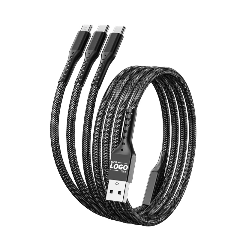 Custom 3-in-1 USB C Multi Charging Cable - Braided Nylon, 3.9FT Splitter