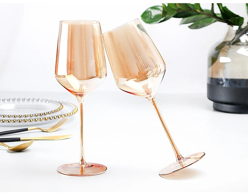 Hot-selling amber crystal glass red wine glass can be customized with color