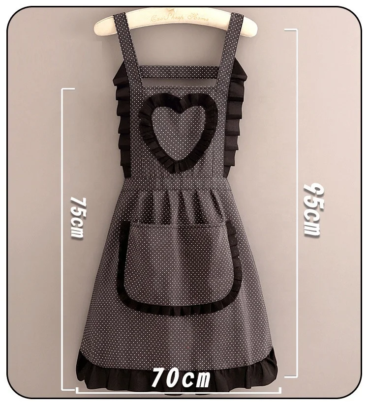 DUOLAI Adult Women Custom Beauty Cotton Canvas Cleaning Kitchen Apron With Heart Decoration