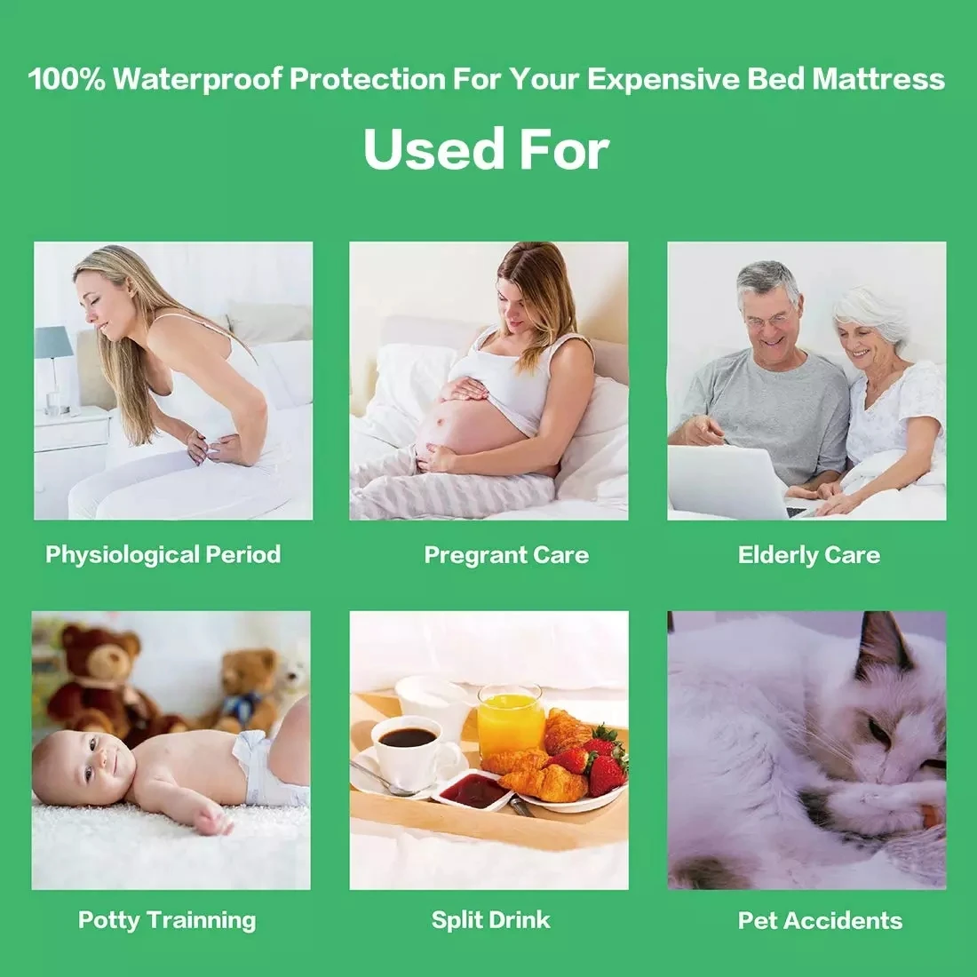 Quilted Mattress Pad Cover Elastic Fitted Waterproof Mattress Protector