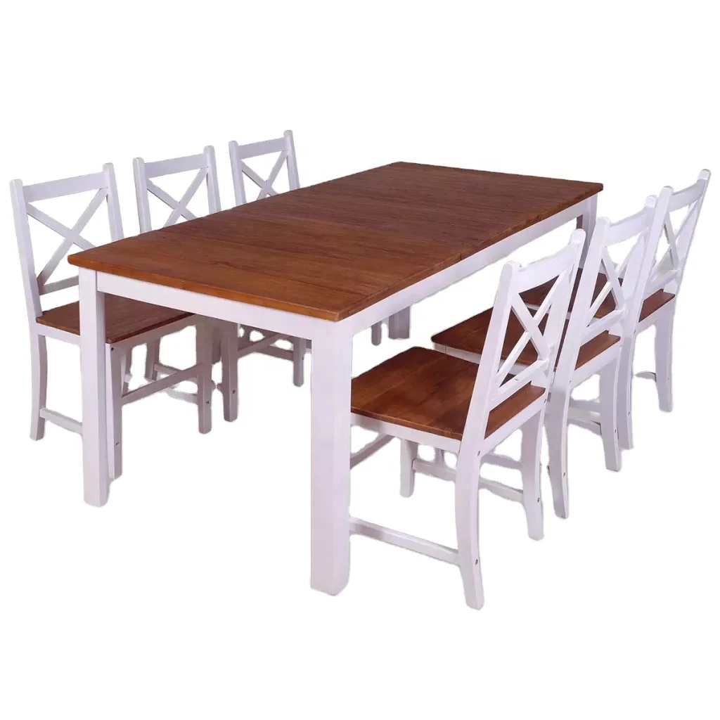 
M 2403-S Contemporary Solid Pine Wood Table and Chairs Set Wooden Dining Table With 4 Chairs 