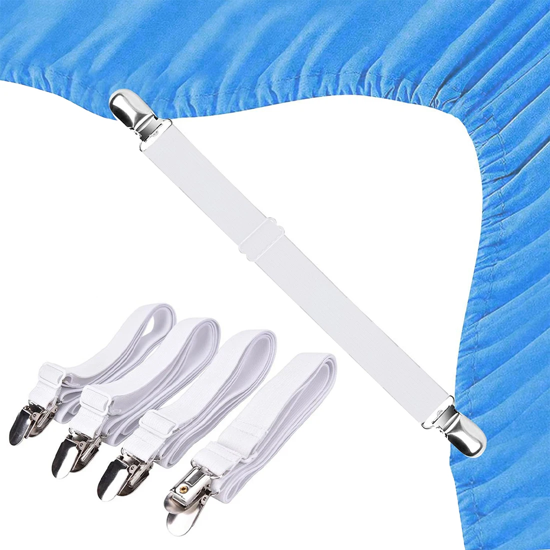 TEHONG Source Factory Plastic Elastic Straps Adjustable Heavy Duty 3 Corner Holder Fasteners Mattress Cover Bed Sheet Clips