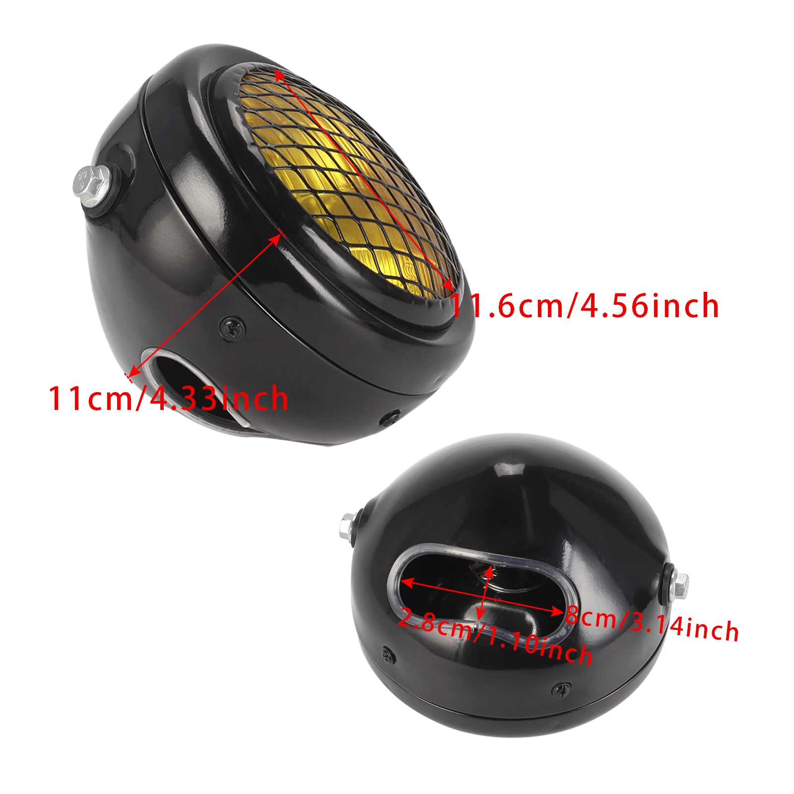 Motorcycle Modification Parts Black Motorcycle Retro High Performance Headlight With Grille