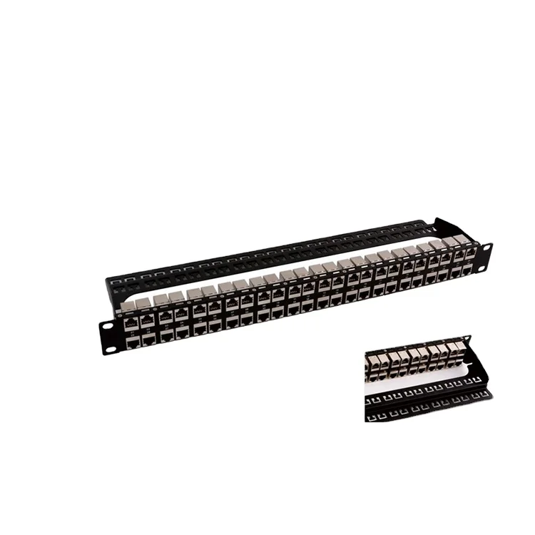 48 Ports 19 Inch 1u Shielded keystone jack Patch Panel With cat6a coupler