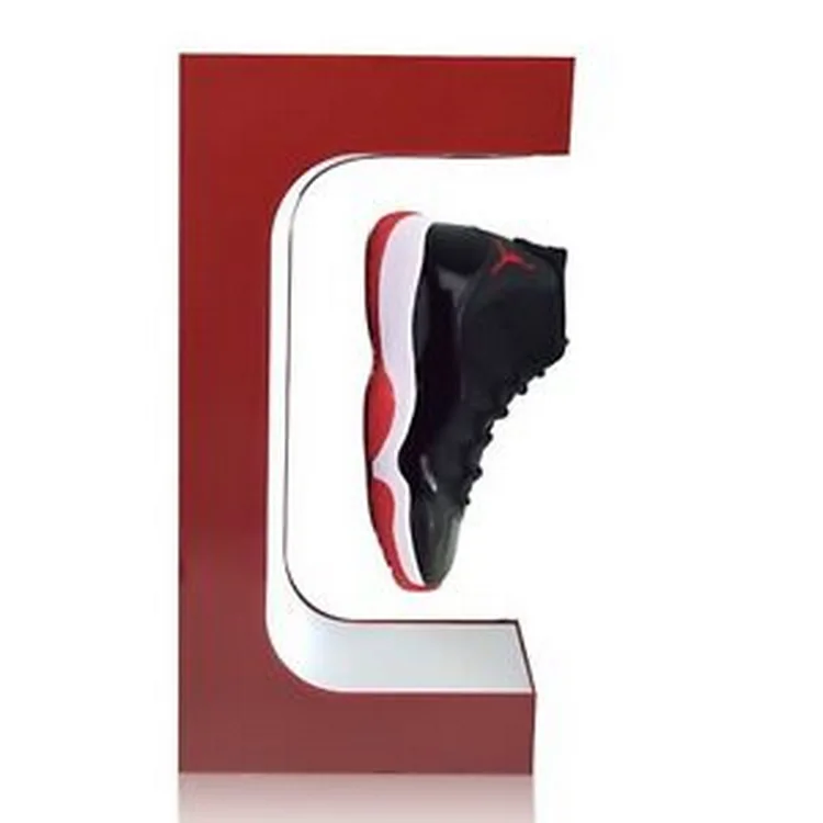 100-240v magnetic levitation shoe floating display stand holder 360 rotating with led light for store exhibition advertise