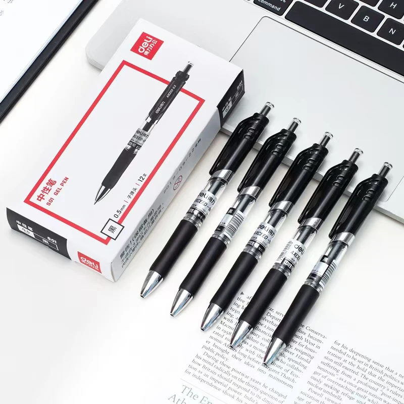 Deli S01 Classic Office Neutral Gel Pen 0.5mm Bullet Head Signature Water Pen for Student Exam Preparation Office Press Pen