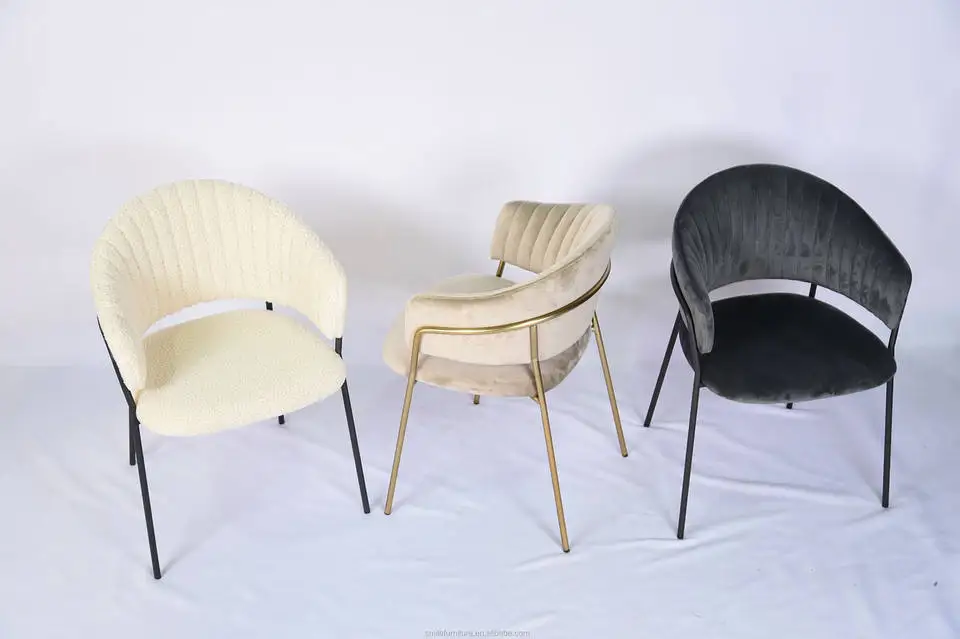 Современный бархатный тканевый стул для ресторана кухни комнаты, мягкие стулья с металлическими ножками