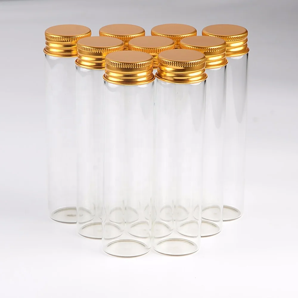 flat bottom test tube with gold color aluminum top,plastic cap custom capacity