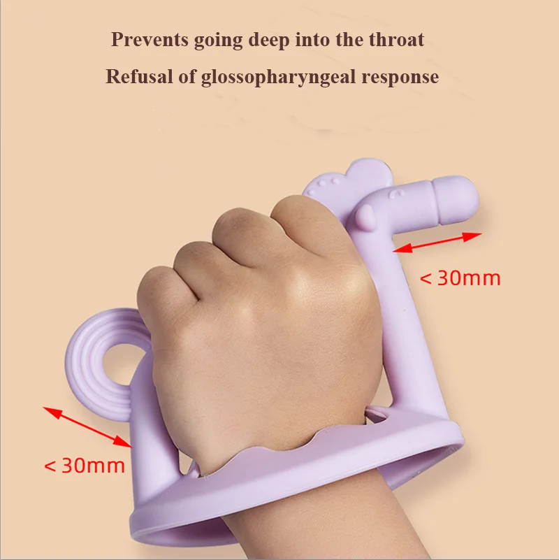 Baby pony ring eating hand guards hand strap type set baby BPA free food grade teether eating set